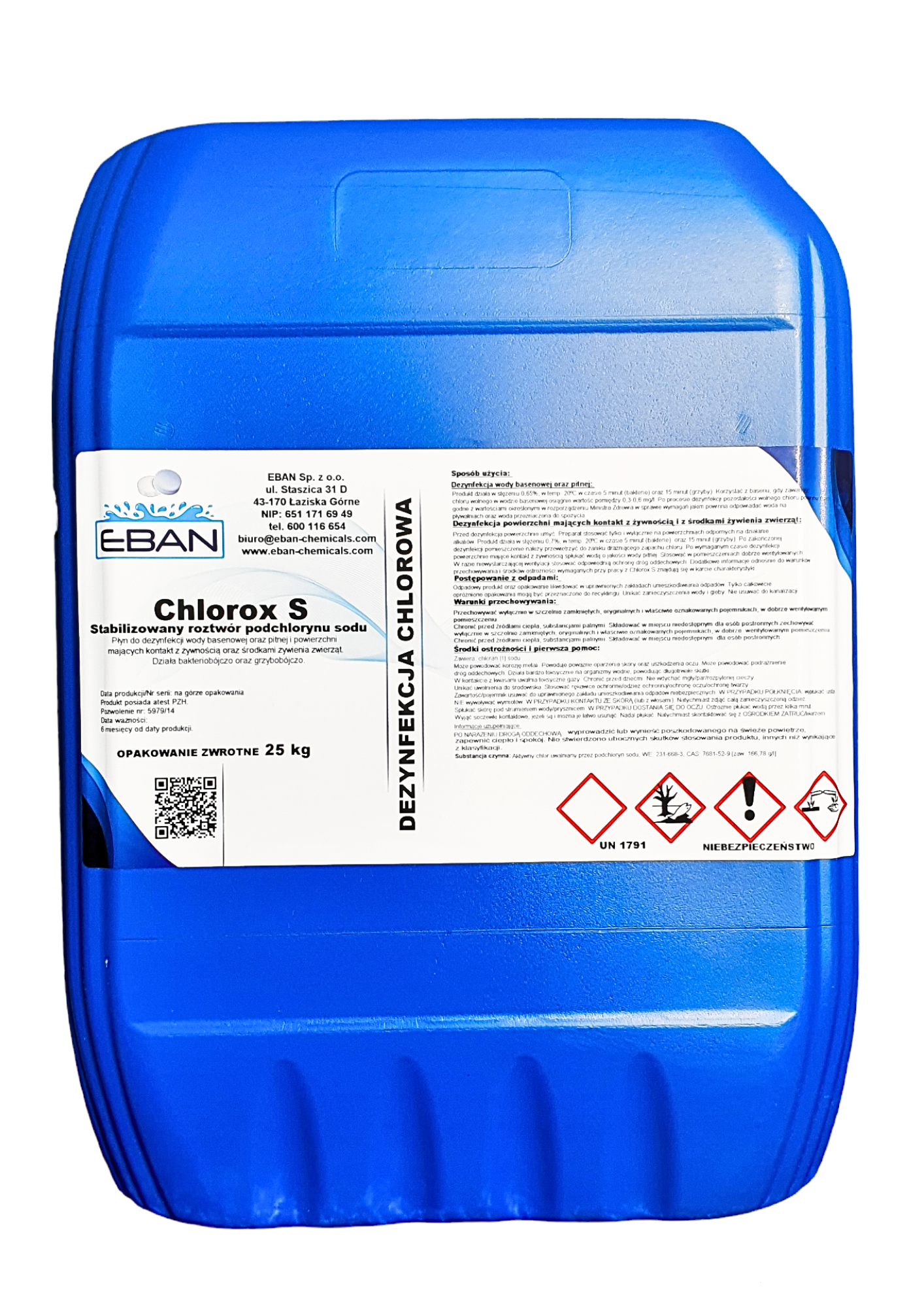 Stabilizowany roztwór podchlorynu sodu Chlorox S 25 kg