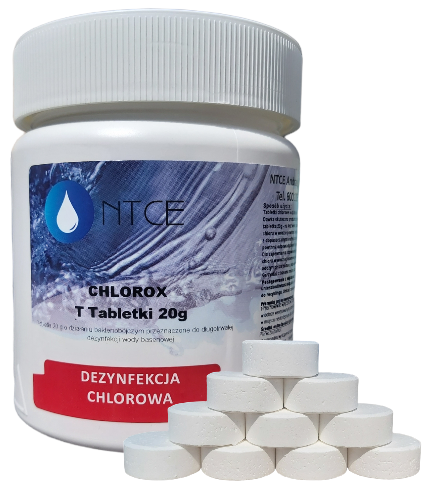 Chlorox T Tabletki 20 g przeznaczone do długotrwałej dezynfekcji wody basenowej NTCE, 1 kg