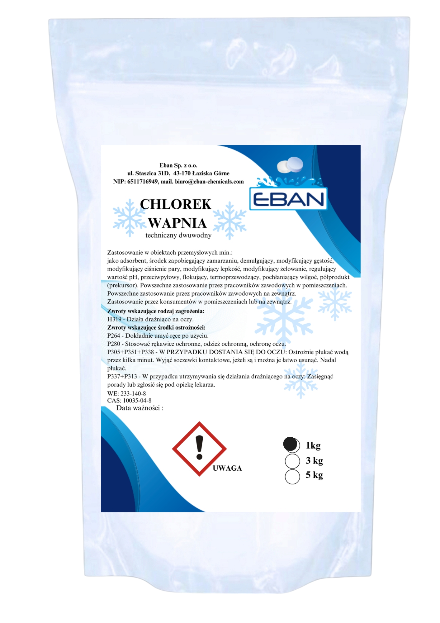 Chlorek wapnia 1 kg, 3 kg